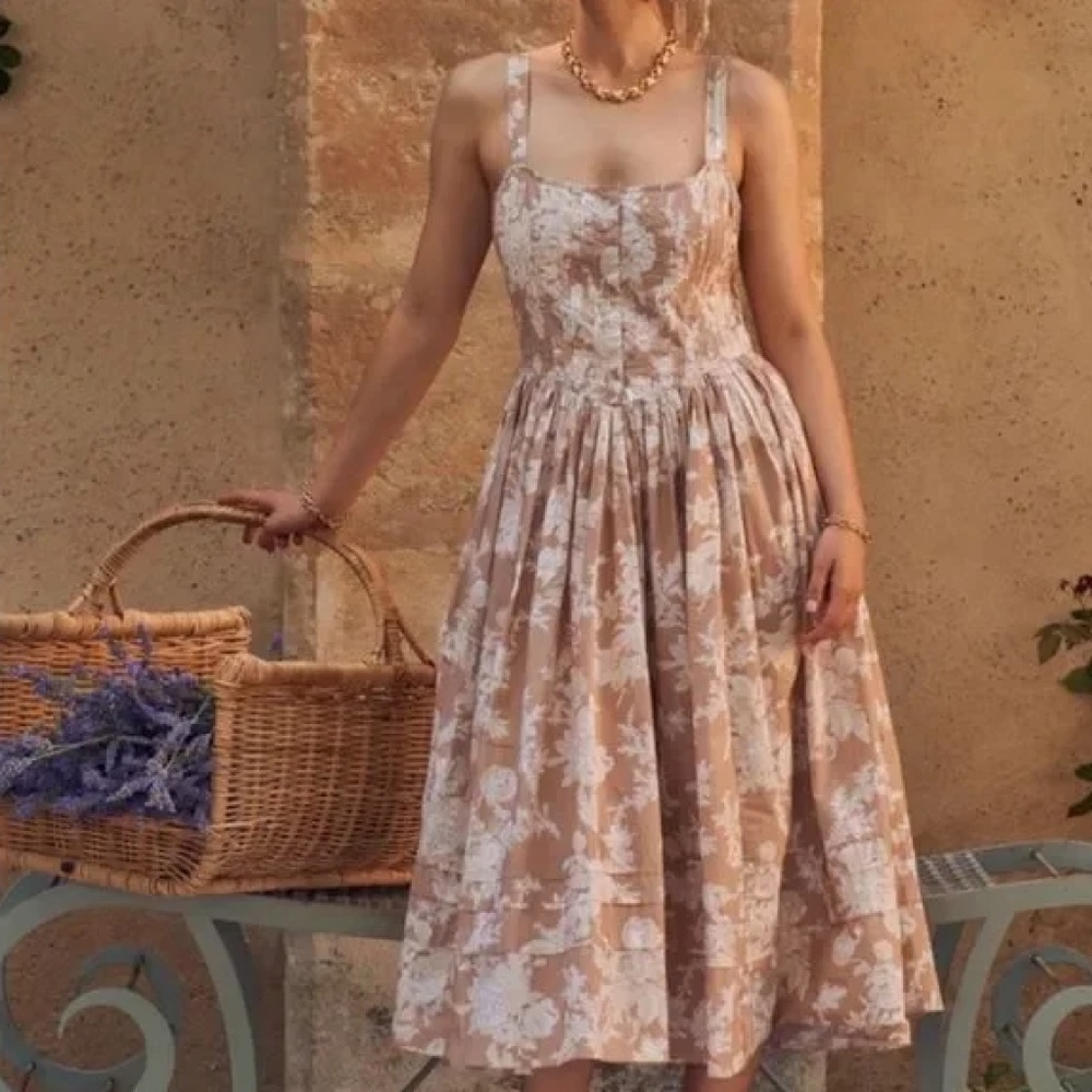 Loveshackfancy Majory Floral Midi Dress In Expresso